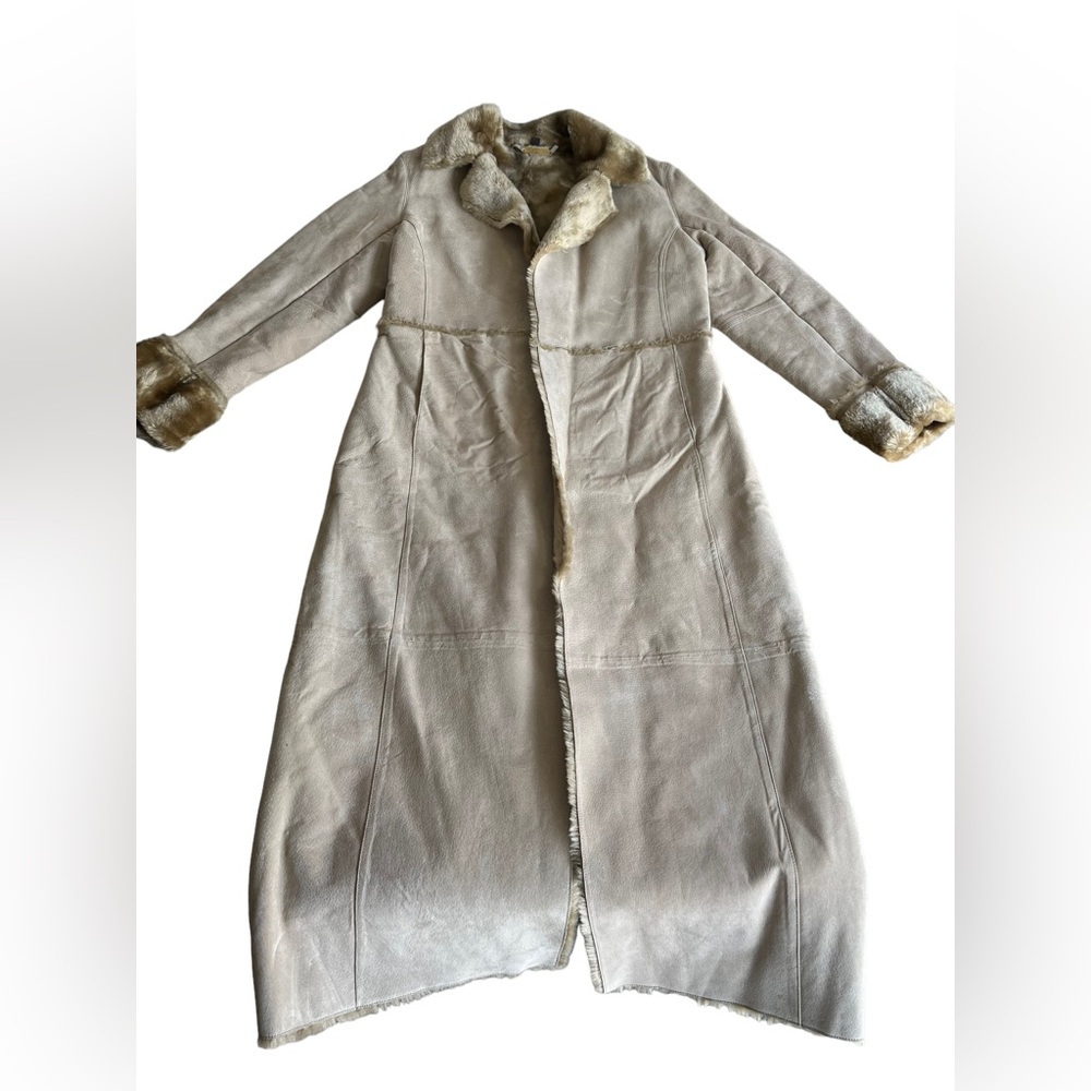 Brandon Thomas Suede brown fur long coat women’s size medium